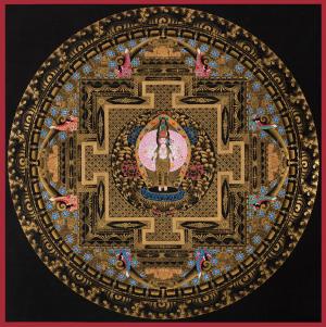 1000 Armed Chengrezig Mandala | Avalokiteshvara Spiritual Gift Idea | Wheel of Time Thangka | Kalachakra Mandala Wall Hanging
